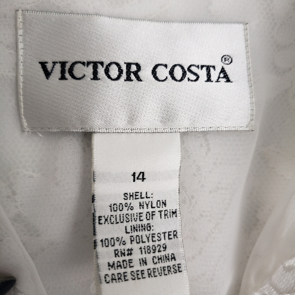 Victor Costa White Lace Embroidery Sheer Formal Feminine Snap Victorian - Picture 15 of 15